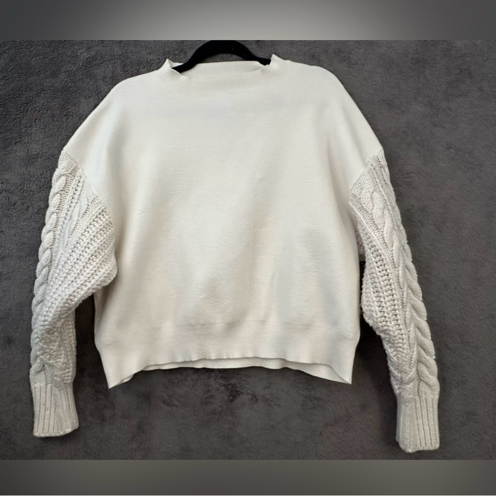 ZARA Knitted Sweater Woman’s Size Small Ivory Oversized Wool Soft Cottagecore - Picture 15 of 15